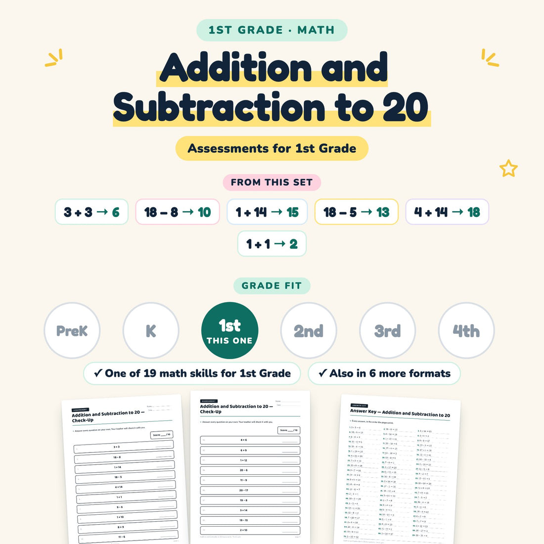 Addition and Subtraction to 20: skill and grade fit