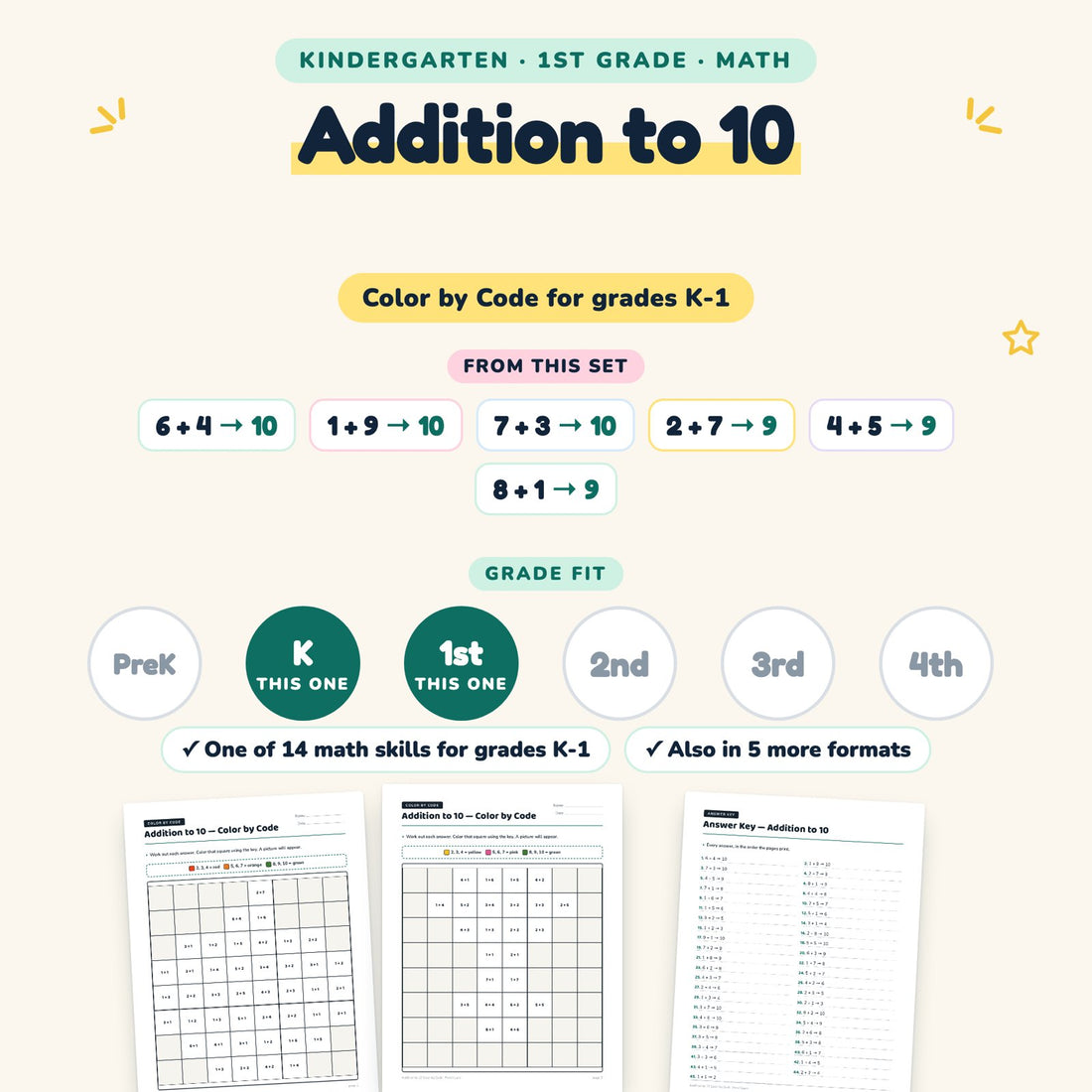 Addition to 10: skill and grade fit
