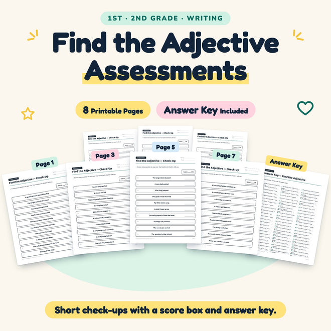 Find the Adjective Assessments | 1st–2nd Grade (4 Pages) — cover
