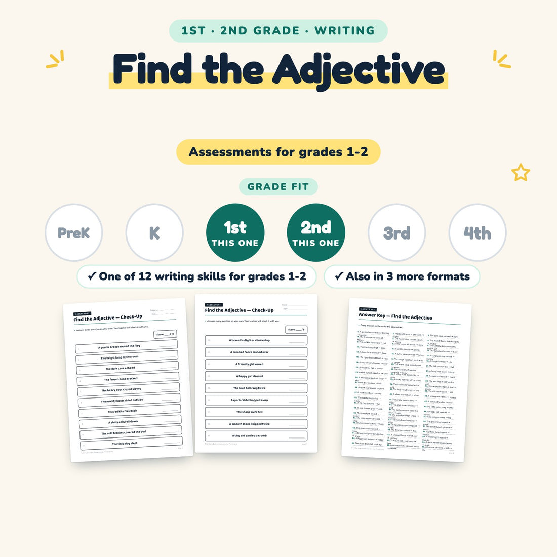Find the Adjective: skill and grade fit
