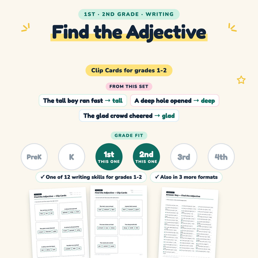 Find the Adjective: skill and grade fit