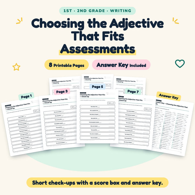 Choosing the Adjective That Fits Assessments | 1st–2nd Grade — cover