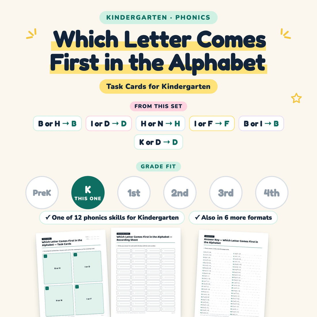 Which Letter Comes First in the Alphabet: skill and grade fit