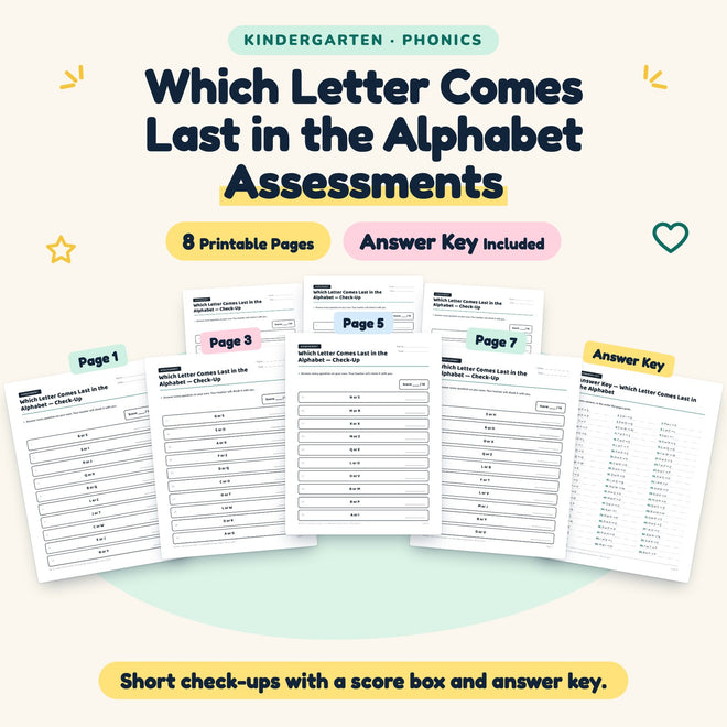 Which Letter Comes Last in the Alphabet Assessments | Kindergarten — cover