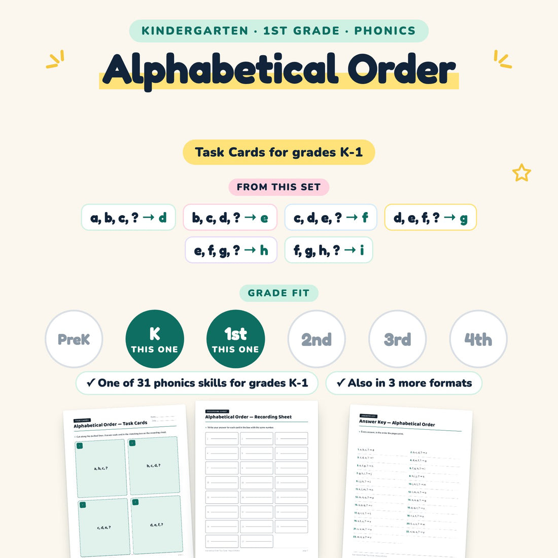 Alphabetical Order: skill and grade fit
