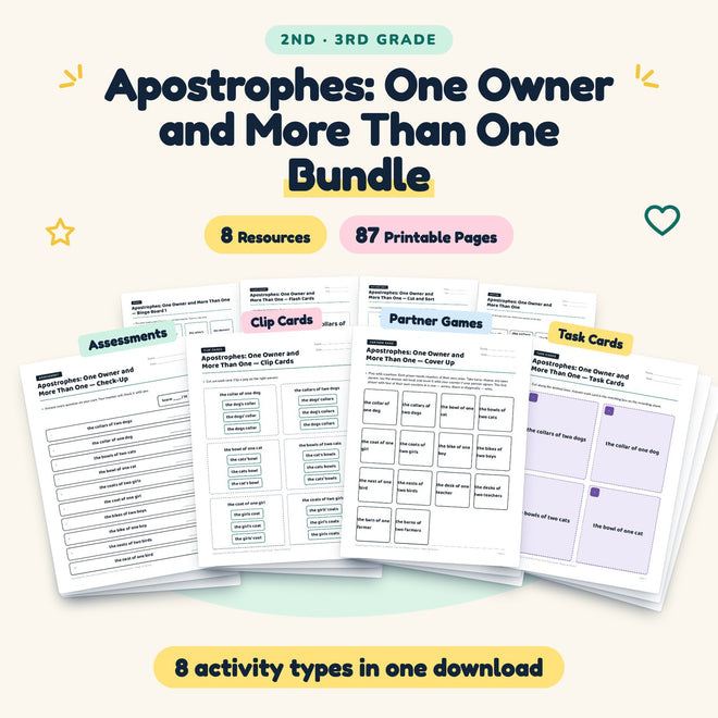 Apostrophes Bundle | 2nd–3rd Grade (8 Resources, 49 Pages) — cover