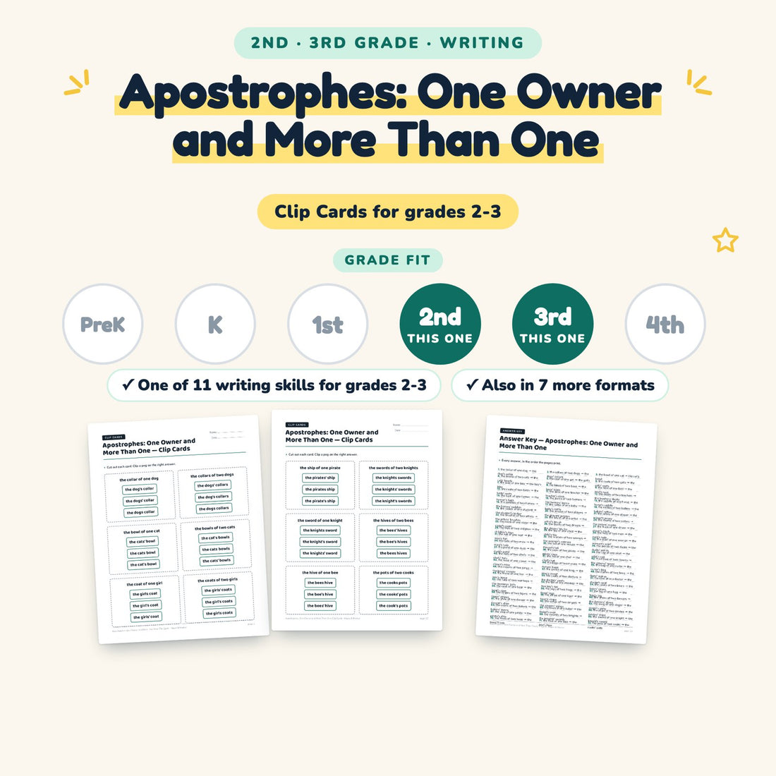Apostrophes: One Owner and More Than One: skill and grade fit