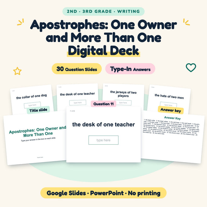 Apostrophes Digital Activity | Google Slides, 2nd–3rd Grade — cover