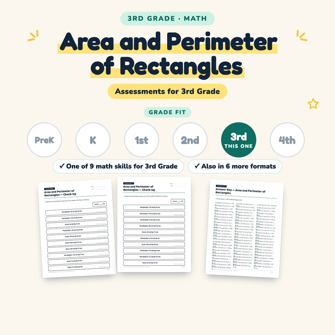 Area and Perimeter of Rectangles: skill and grade fit