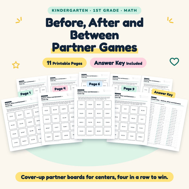 Before, After and Between Partner Games | K–1st Grade Math — cover