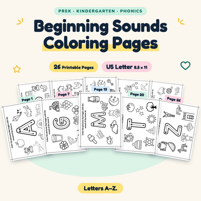 Beginning Sounds Coloring Pages — cover