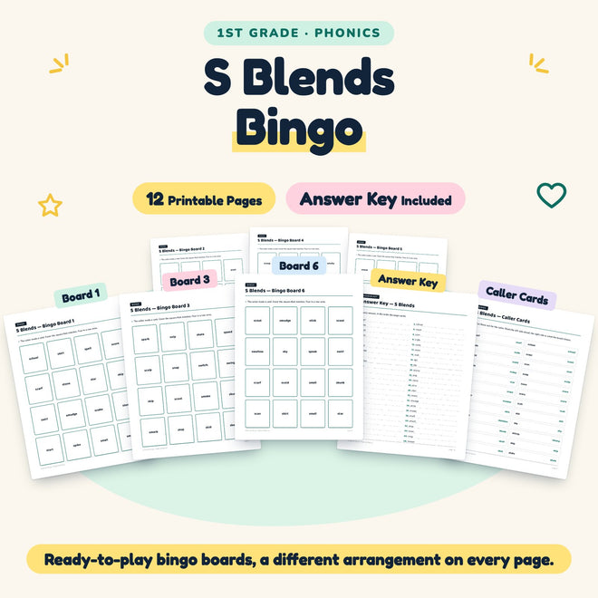 S Blends Bingo | 1st Grade Phonics (6 Pages) — cover