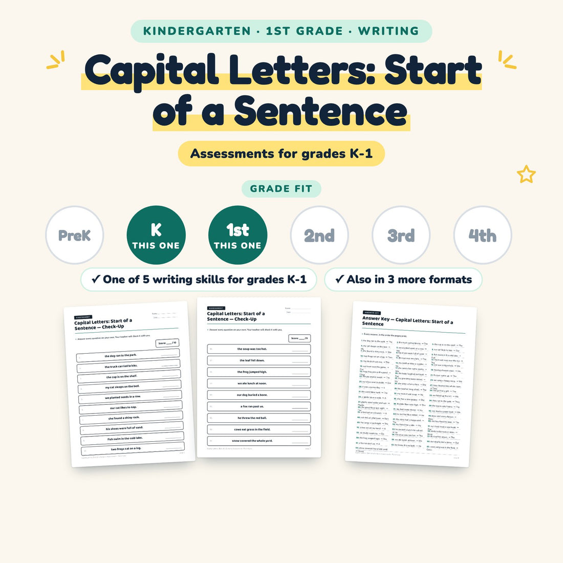 Capital Letters: Start of a Sentence: skill and grade fit