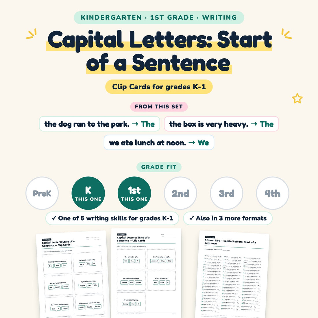 Capital Letters: Start of a Sentence: skill and grade fit