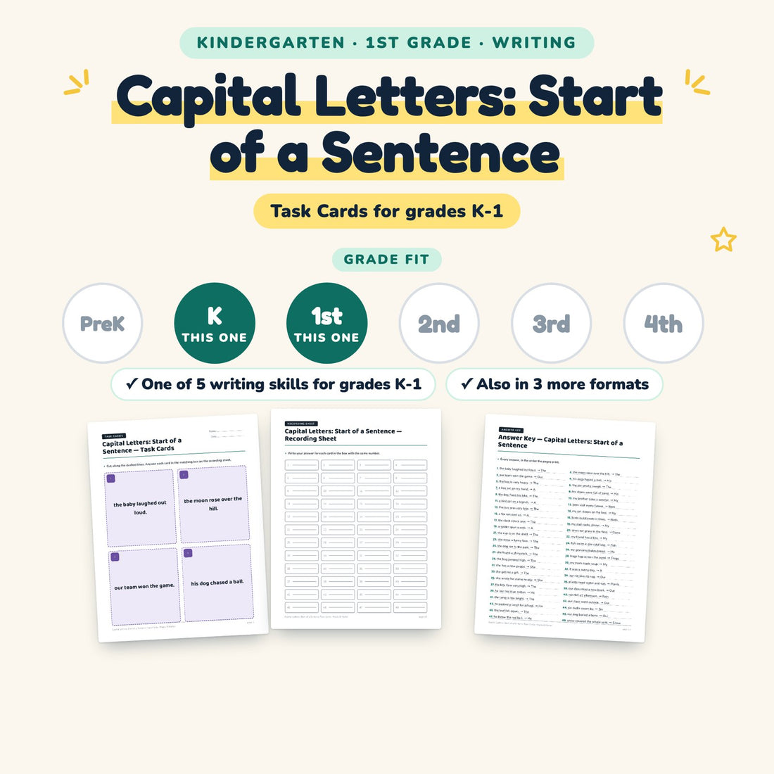 Capital Letters: Start of a Sentence: skill and grade fit