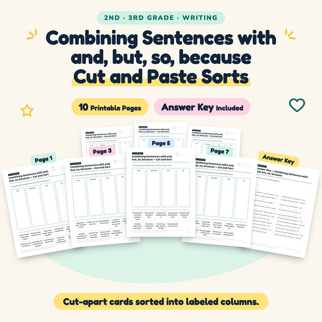 Combining Sentences Cut and Paste Sorts | 2nd–3rd Grade — cover