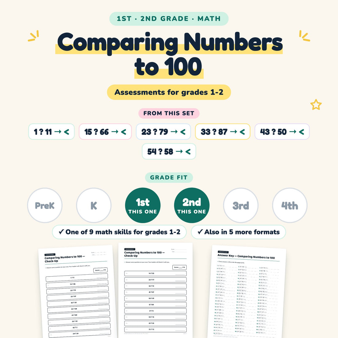Comparing Numbers to 100: skill and grade fit