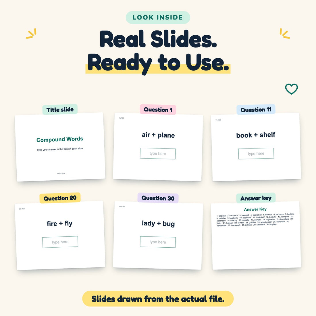 Compound Words digital deck: look inside