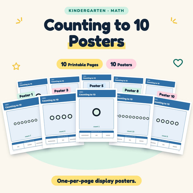 Counting to 10 Posters | Kindergarten Math (10 Posters) — cover