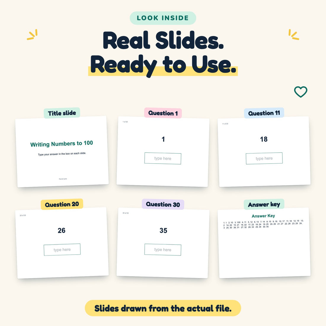 Writing Numbers to 100 digital deck: look inside