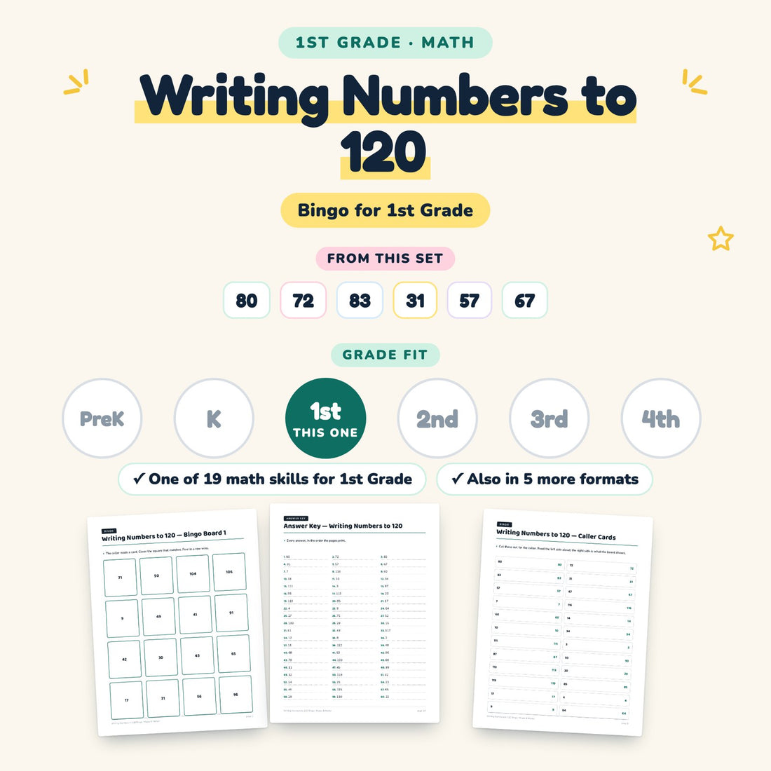 Writing Numbers to 120: skill and grade fit