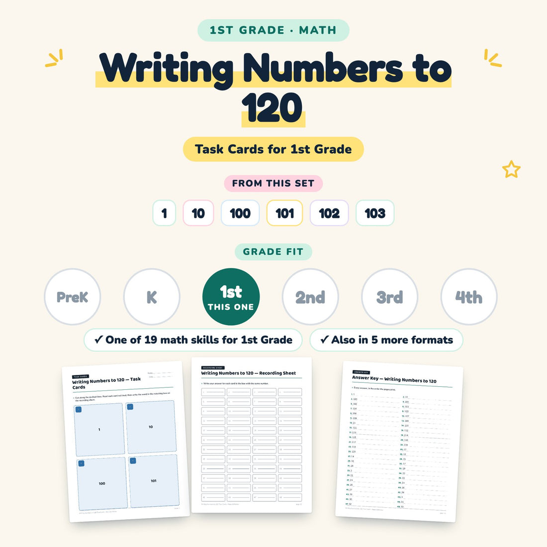 Writing Numbers to 120: skill and grade fit