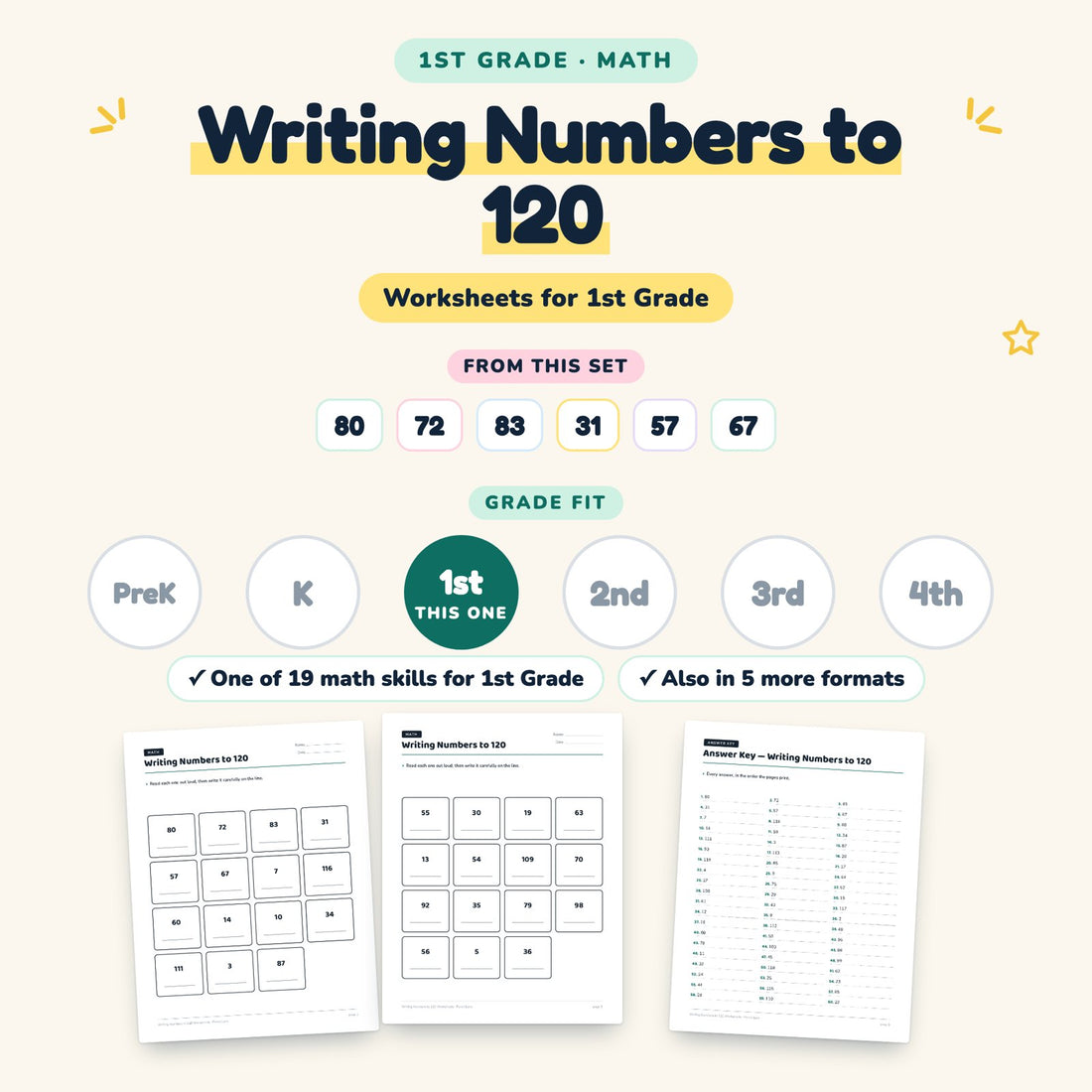 Writing Numbers to 120: skill and grade fit
