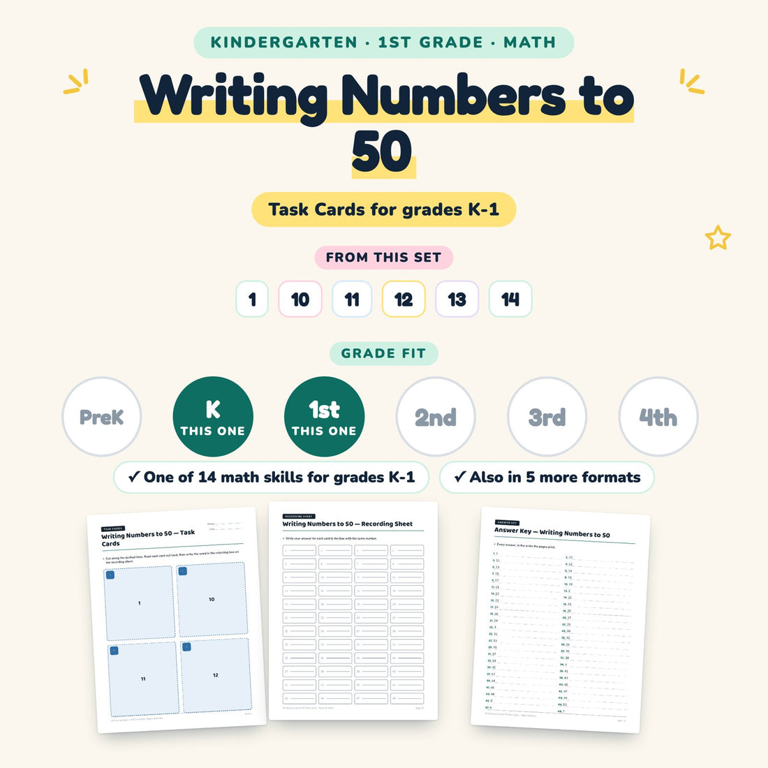 Writing Numbers to 50: skill and grade fit