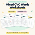 Mixed CVC Words Worksheets