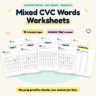 Mixed CVC Words Worksheets