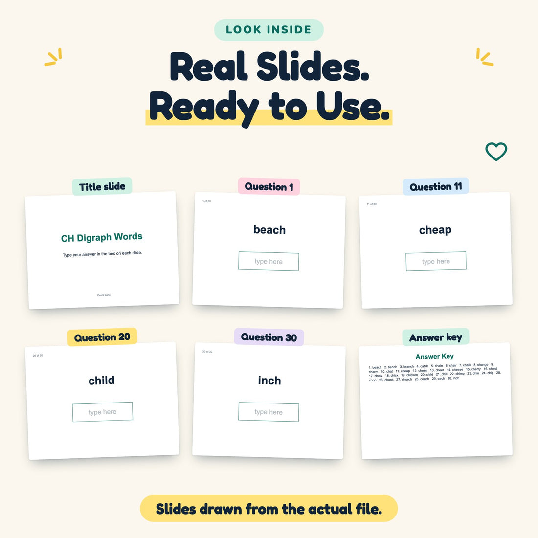 CH Digraph Words digital deck: look inside