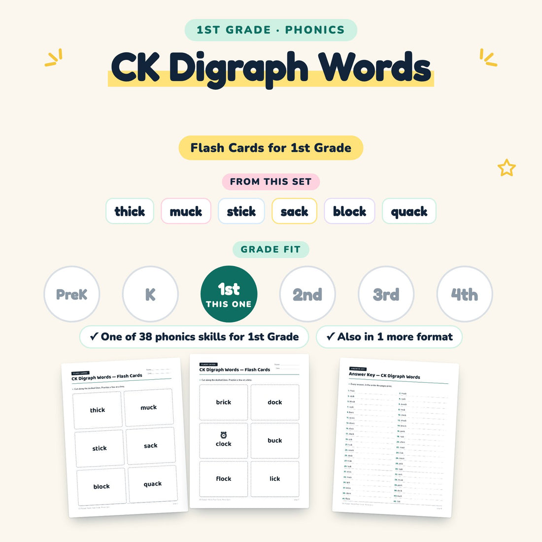 CK Digraph Words: skill and grade fit