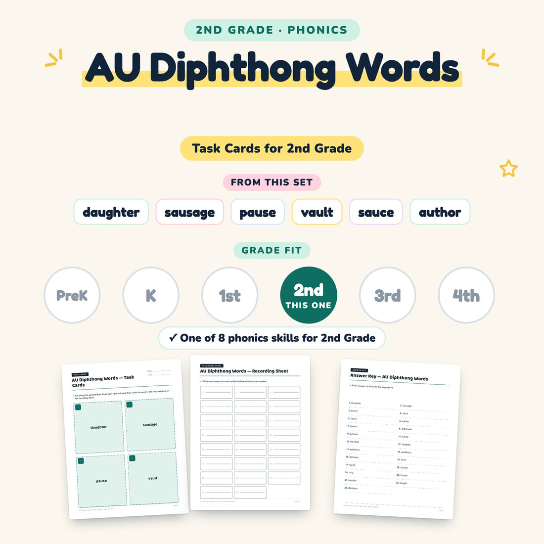 AU Diphthong Words: skill and grade fit
