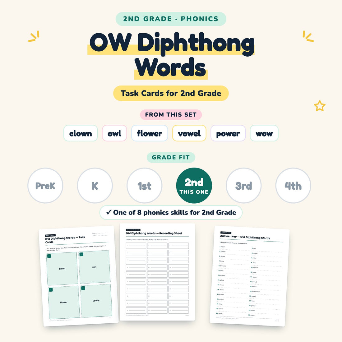 OW Diphthong Words: skill and grade fit