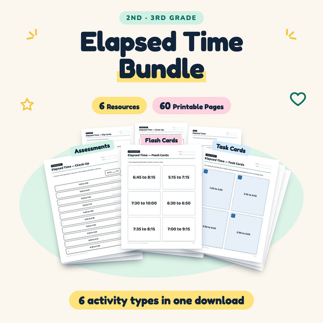 Elapsed Time Bundle | 2nd–3rd Grade (6 Resources, 59 Pages) — cover