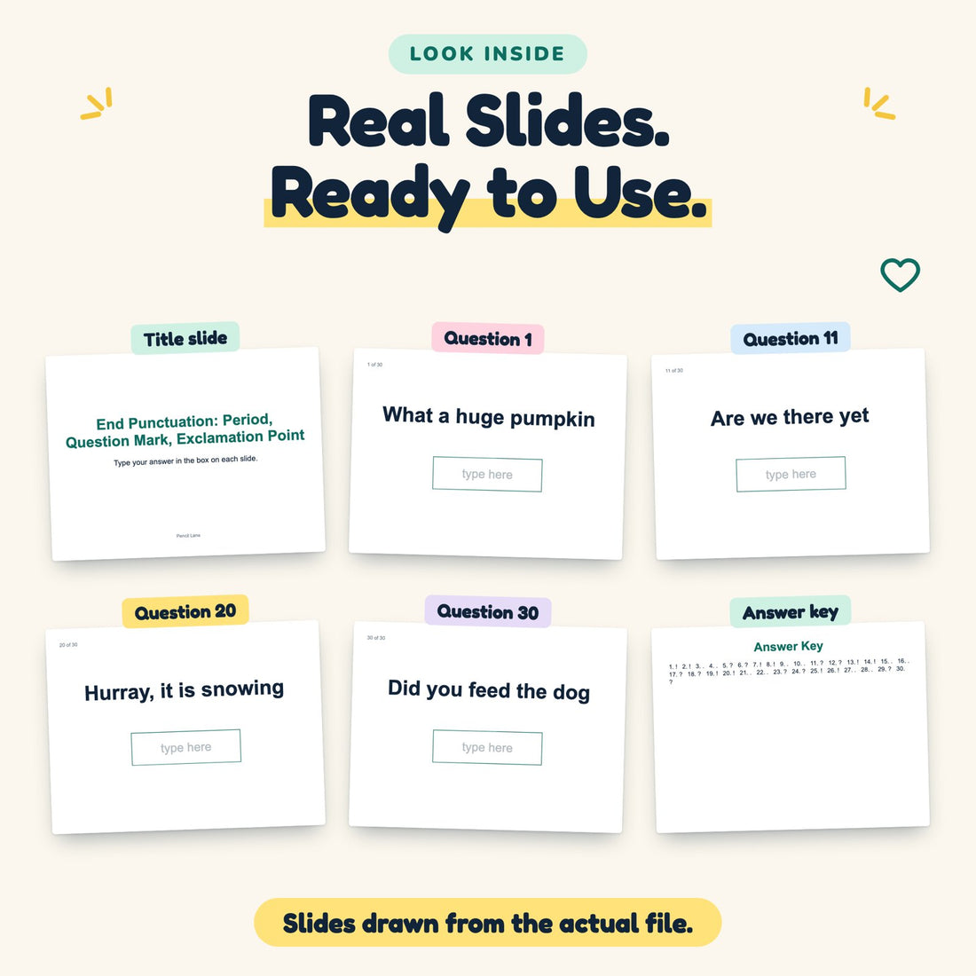 End Punctuation: Period, Question Mark, Exclamation Point digital deck: look inside
