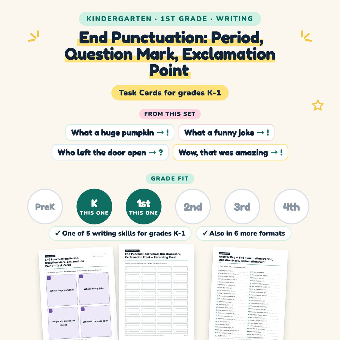 End Punctuation: Period, Question Mark, Exclamation Point: skill and grade fit