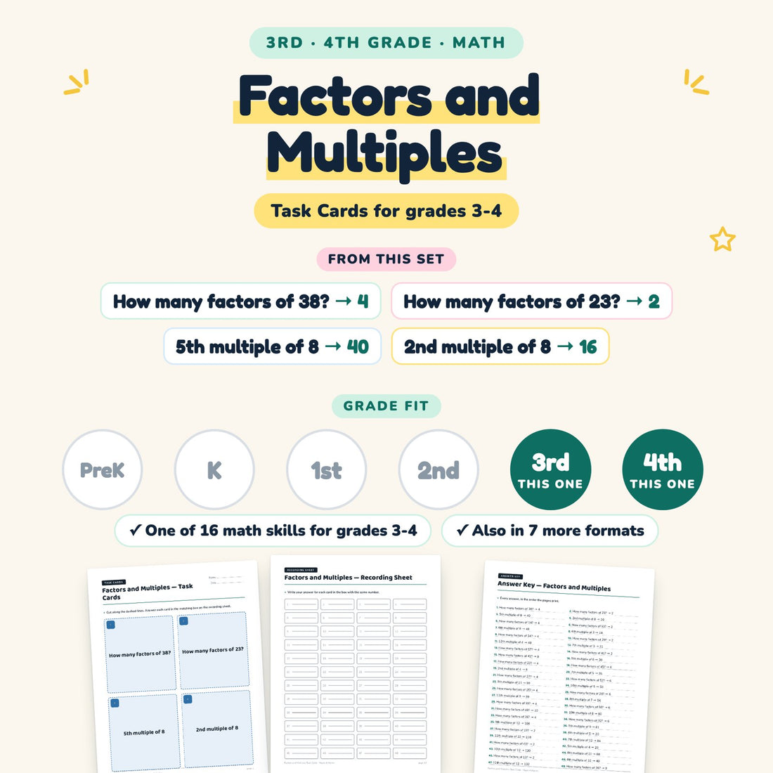 Factors and Multiples: skill and grade fit