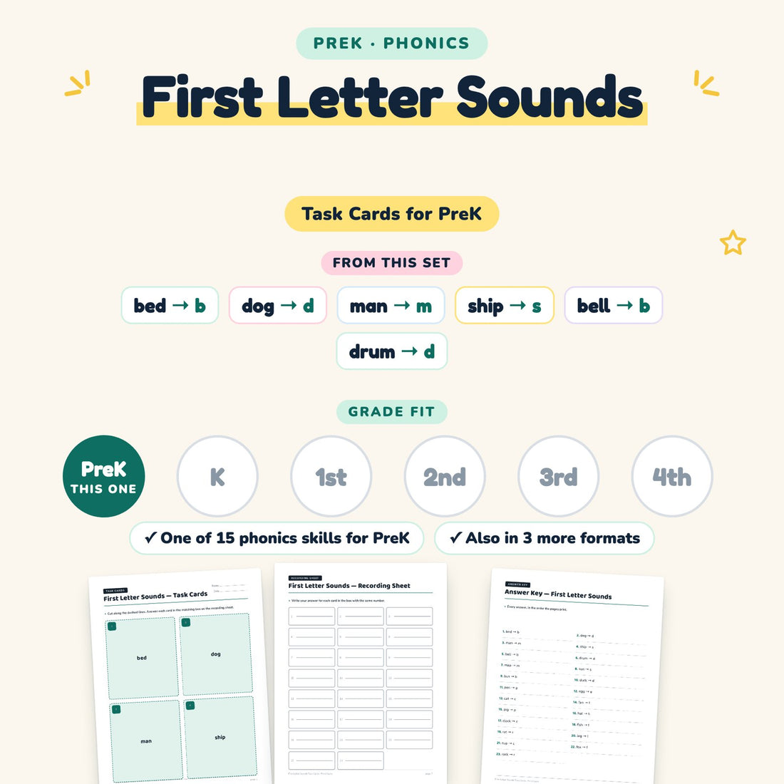 First Letter Sounds: skill and grade fit