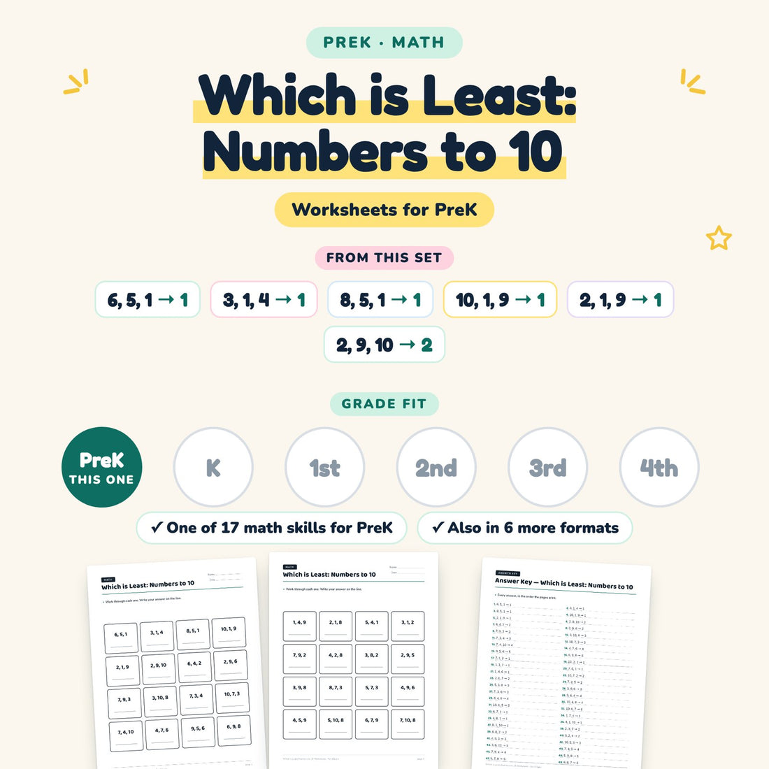 Which is Least: Numbers to 10: skill and grade fit