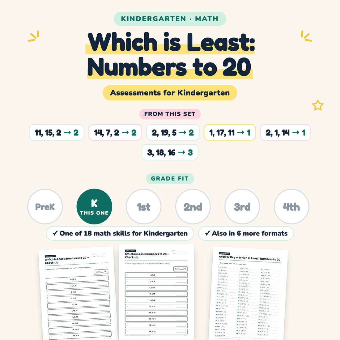 Which is Least: Numbers to 20: skill and grade fit