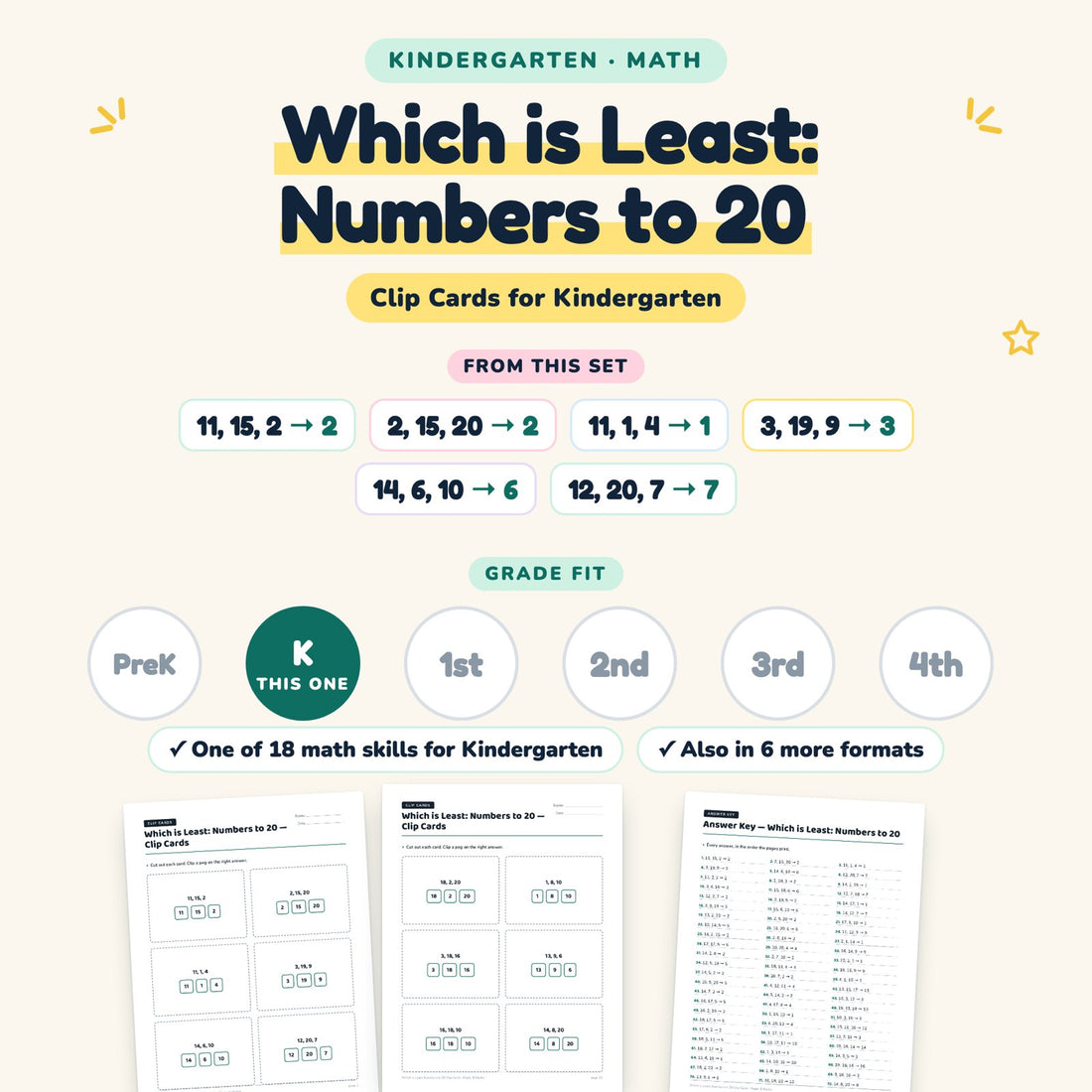 Which is Least: Numbers to 20: skill and grade fit