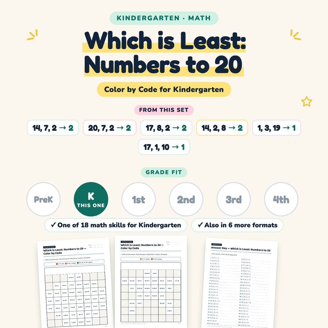 Which is Least: Numbers to 20: skill and grade fit