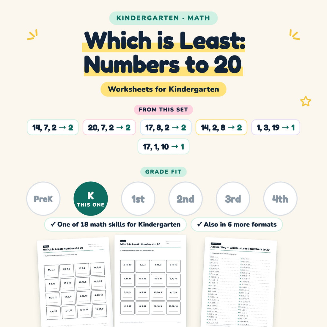 Which is Least: Numbers to 20: skill and grade fit
