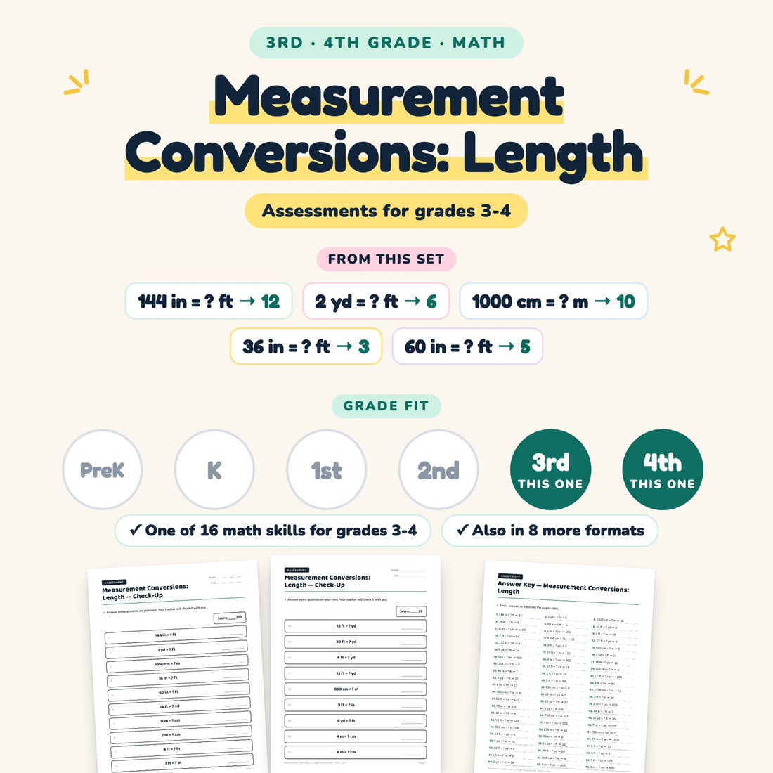 Measurement Conversions: Length: skill and grade fit