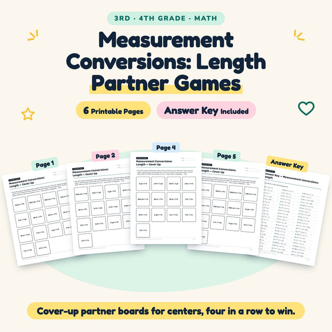 Measurement Conversions Partner Games | 3rd–4th Grade Math — cover
