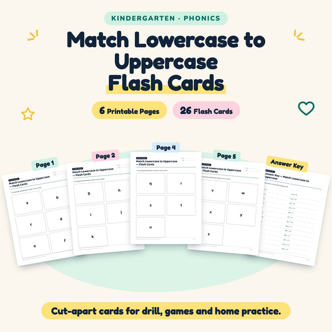 Match Lowercase to Uppercase Flash Cards | Kindergarten — cover