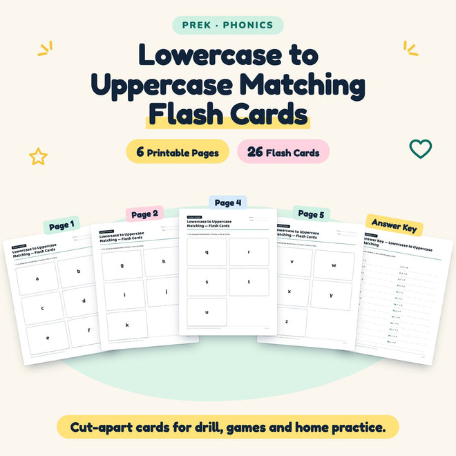Lowercase to Uppercase Matching Flash Cards | Preschool — cover