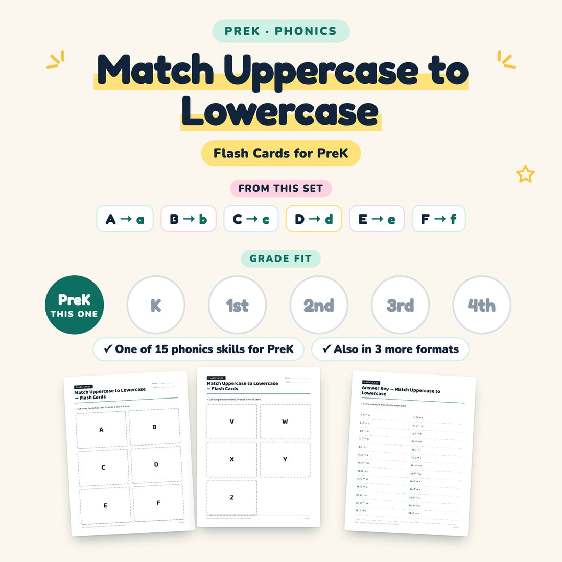 Match Uppercase to Lowercase: skill and grade fit