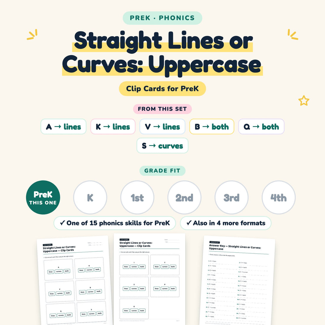 Straight Lines or Curves: Uppercase: skill and grade fit